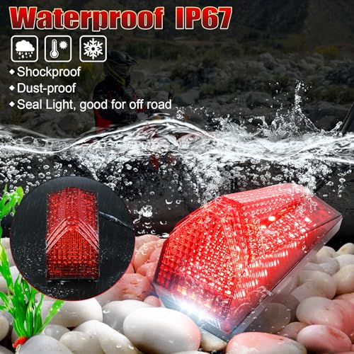 MOVOTOR LED Tail Light 500% Bright Rear Brake Light with White License Plate Lighting Compatible with Dirt Bike Enduro Cafe Custom Honda XR650L XR600R