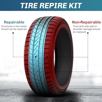 GOOACC Tire Repair Kit, 37 PCS Tire Plug Kit, Tubeless Tire Puncture Repair Tool for Car, Motorcycle, ATV, Tractor, Lawn Mower - size: 37PCS