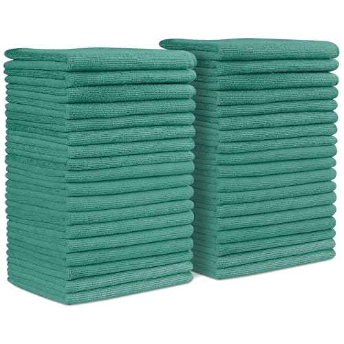 Microfiber Cleaning Cloths (Value Pack of 36) Size 16" x 16" Large, Highly Absorbent Cleaning Rags, Lint Free Towels, Reusable and Washable, Microfiber Towels for Cars - color: Green