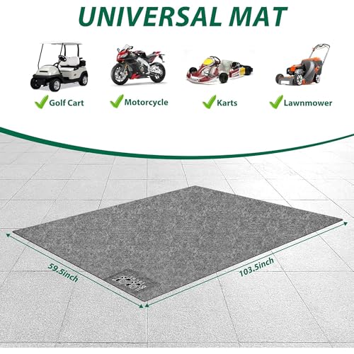 10L0L Golf Cart Premium Garage Floor Mat-Waterproof Anti-Slip Thickened Mat for Golf Cart Motorcycle Mower ATV UTV Parking Mat-106in x 59in - color: Gray