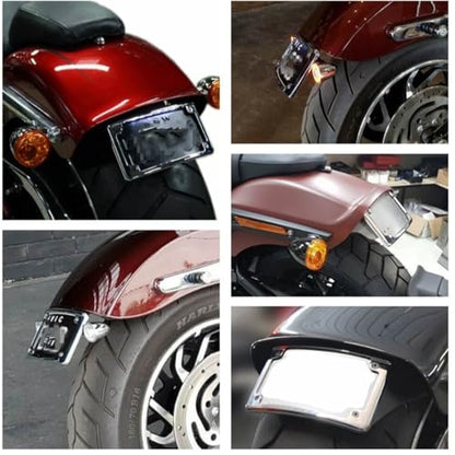 Curved LED License Plate Frame with Illumination Light Compatible with Harley, 12° Curved Design (Chrome) - color: Chrome