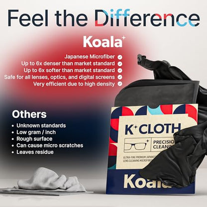 Koala Lens Cleaning Cloth | Japanese Microfiber | Glasses Cleaning Cloths | Eyeglass Lens Cleaner | Eyeglasses, Camera, VR/AR Headset, and Screen Cleaner | Black & Green (Pack of 3) - color: Black / Green, size: 3 Pack (XL)