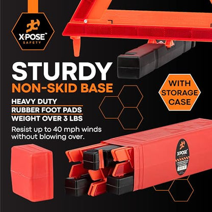 Xpose Safety Reflective Emergency Triangles – 24 Kits (72 Triangles) – DOT Approved Roadside Car Safety Warning Reflectors – Red & Orange Automotive Vehicle Hazard Visibility Markers - size: 24 Packs