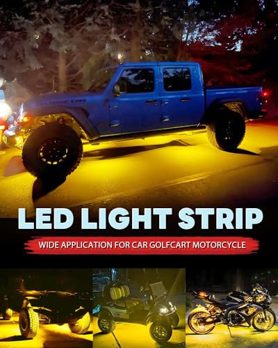 12V Led Light Strip 12.7" Waterproof Amber Led Light Strips for Car Golf Cart Motorcycles Truck Boat Led Strip Lights Yellow,Pack of 4 - color: Yellow Led Light Strip