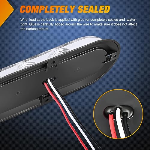Nilight 6 Inch Oval Red White LED Trailer Tail Light 4PCS Waterproof Stop Brake Turn Reverse Back Up Surface Mount Trailers Lights for Truck RV Boat Bus Lorry Van Caravan - color: Red/White Lights Screws 4PCS
