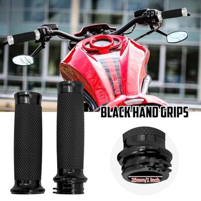Motorcycle 1" Hand Grips Handlebar Grips Cable Throttle Fit for Harley Touring Street Glide Road King Road Glide Electra Glide Dyna Softail - color: #5 Black