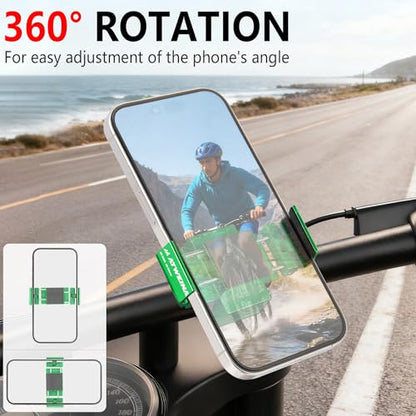 Bike Handlebar Mounts for 4.5-7.3 Phones (Green) | 360 Degrees Rotate Aluminum Alloy Frame Half-Enclosure Design - color: Green