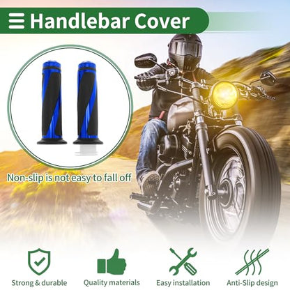 7/8" 22mm 15/16" 24mm Motorcycle Hand Grips Cover Kit Non Slip Aluminum Alloy Rubber Handlebar Grips for Motorcycle Scooter Bicycle ATV Blue 1Set - color: Blue