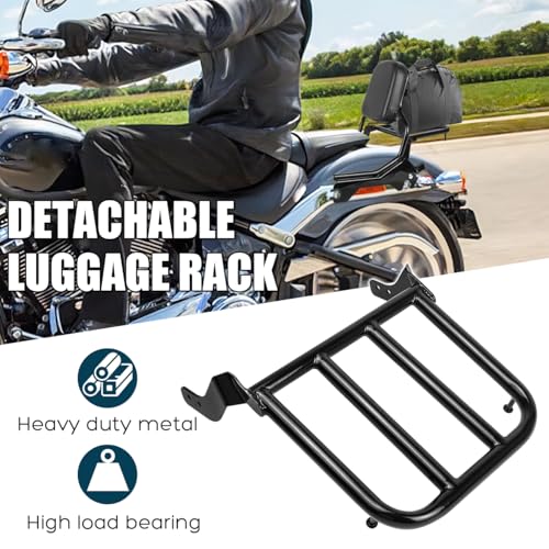 Rear Backrest Sissy Bar Compatible with for Harley Softail Fat Boy FLFB FLFBS Breakout FXBR FXBRS 2018-up Upright Passenger Sissy Bar Backrest with Back Rest Pad Luggage Rack - color: With Luggage Rack