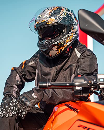 ILM MIPS Motorcycle Full Face Helmet Pinlock Insert Anti Fog Dual Visor Racing Casco de Moto Men Women DOT Model 129M - color: DeadlyWar Orange
