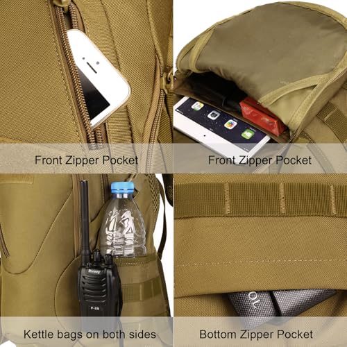 ArcEnCiel 15L Motorcycle Backpack Tactical Bag Rucksacks for Outdoor Camping Trekking Hunting with Patch - color: Coyote Brown