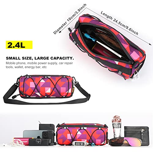 Rhinowalk Bike Handlebar Bag, Bicycle Front Bag Shoulder Bag Storage Bag with Shoulder Strap for Road Mountain Bike Cycling Travel - color: camouflage red