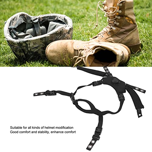 Helmet Chin Strap for Fast MICH Wendy Helmet, 4 Points Tactical Helmet Accessories Retention System Chin Strap, Helmet General Suspension Lanyard with 4 Sets of Fastening Screws - color: Black