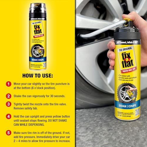 Fix-A-Flat S60420-6PK Aerosol Emergency Flat Tire Repair and Inflator, for Standard Tires, Eco-Friendly Formula, Universal Fit for All Cars, 16 oz. (Pack of 6) - size: 16oz 6pk