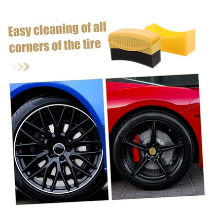 Cabilock Curved Sponge Brush for Tire Detailing Car Wax Applicator Pad Lid for Car Motorcycle Detailing Automotive Cleaning Tool