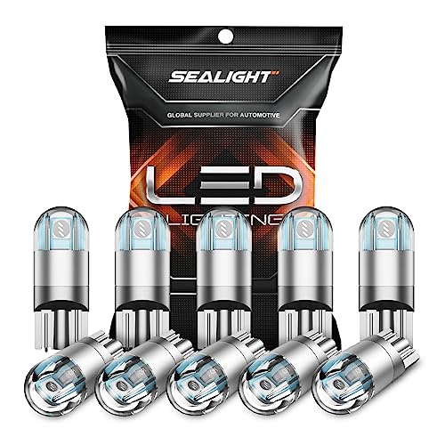 SEALIGHT 194 LED Bulb Blue, License Plate Light, Dome Light, T10 168 2825 W5W 3030 Bright Chips Wedge for Replacement Map Trunk Door Courtesy Dash LED Light Bulb,Pack of 10 - color: Blue, size: 194/168/T10