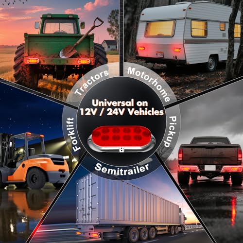 Alopee 2-Pack 6 Inch Oval Led Trailer Tail Lights Enclosed Submersible Utility Trailer Brake Lights for Semi-Truck RV Camper Boat Car Tractor Motorcycle Rear Side Marker Clearance Running Lighting - size: 6 Inch-Oval Trailer Tail Light