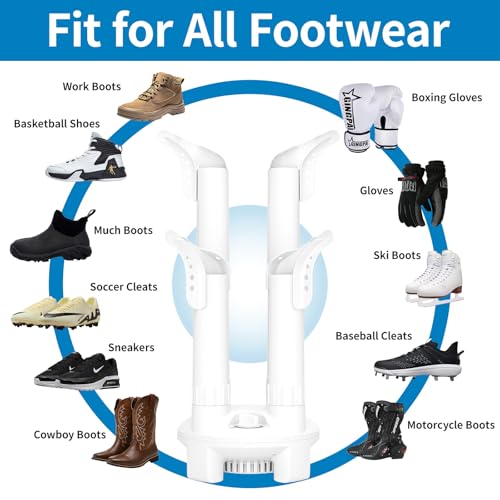 LAVIEAIR Boot Dryer, Shoe Dryer and Glove Dryer with Timer and Fan, White