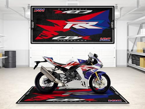 Garage Mat for CBR1000RR-R Fireblade SP Motorcycle Model, Parking mat, Pit Mat, Washable Non-Slip Garage and Showroom Floor Carpet-Rug (Size 2: 102 x 47/260 x 120 cm) - color: Pearl White, size: 3'11" x 8'6"