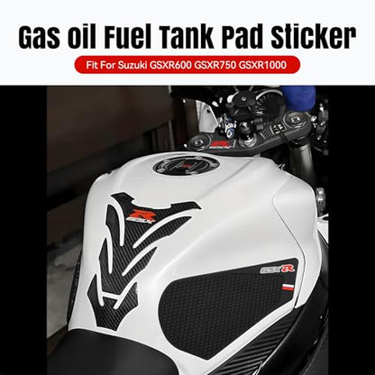 GSXR Motorcycle Tank Pad for Suzuki GSXR600 GSXR750 GSXR1000 Gas Tank Pad Protector Fuel Cap Decal Anti Slip Carbon Fiber Pattern Fuel Tank Sticker (18BK) - size: 18BK