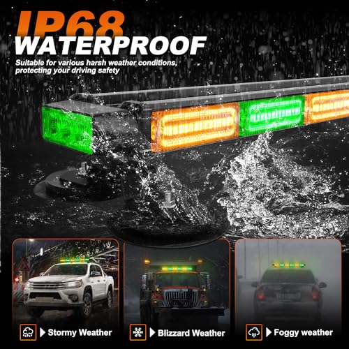 ASPL 26inch 126 LED Emergency Rooftop Strobe Lights Bar w/Controller Double Side Warning Hazard Snow Plow Flashing Light Traffic Advisor Safety Light for Work Trucks Vehicles Tow Pickup(Amber/Green) - color: Amber/Green