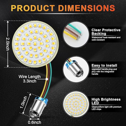 LivTee Extremely Bright Front Turn Signals & Running Switchback LED Lights Panel with 1157 Base Compatible for Harley Dyna Street Glide Road King, Motorcycle Accessories, White/Amber - color: Front - New