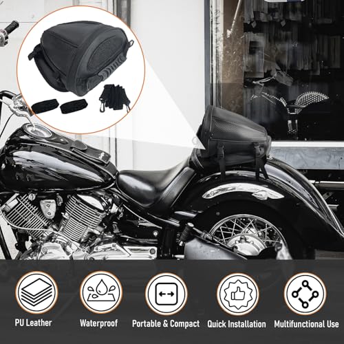 Motorcycle Tail Bag Multifunctional Rear Seat Storage Saddle Bag Motorbike Tank Bag with Shoulder Strap, Black