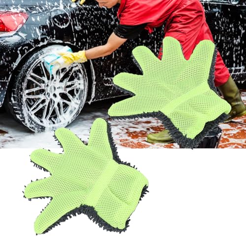 VBESTLIFE 5 Finger Car Wash Mitts, Double Sided Chenille Microfiber Cleaning Gloves for Auto Detailing Trucks Motorcycles Boats