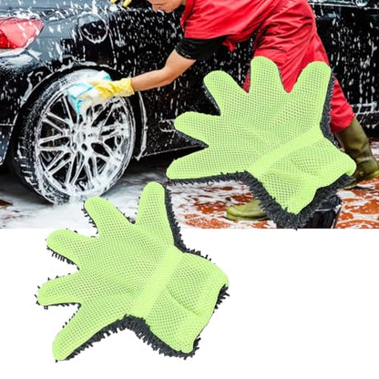 VBESTLIFE 5 Finger Car Wash Mitts, Double Sided Chenille Microfiber Cleaning Gloves for Auto Detailing Trucks Motorcycles Boats