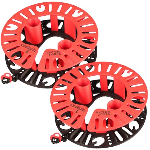 CamReeler Large Load Strap Manager - Roll Up a Pair of Cam Buckle or Ratchet Straps with Boots or Bumpers - for 11 to 15 Foot Straps - 2 Pack - color: Large Red 2 Pack