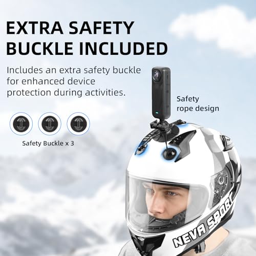 2Pack Helmet Flexible Adhesive Mount for Insta360, 360° Adjustable Sticky Holder with Safety Buckle for GoPro, Insta 360 X5/X4/Ace Pro 2/GO 3S, for DJI Action 6 5 4 Motorcycle Ski Accessories
