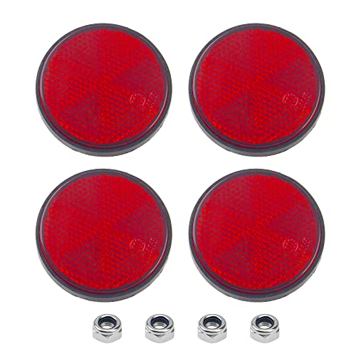 4Pcs Red Plastic Reflective Warning Round Reflector for Motorcycle Bike