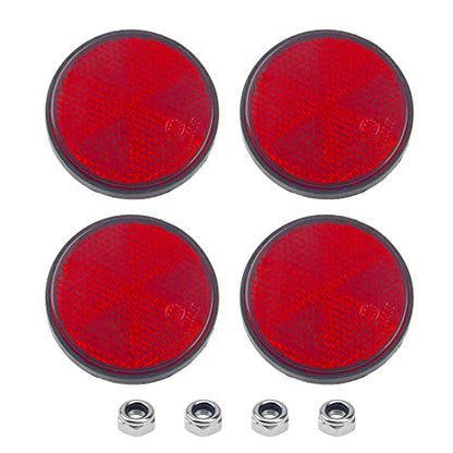 4Pcs Red Plastic Reflective Warning Round Reflector for Motorcycle Bike