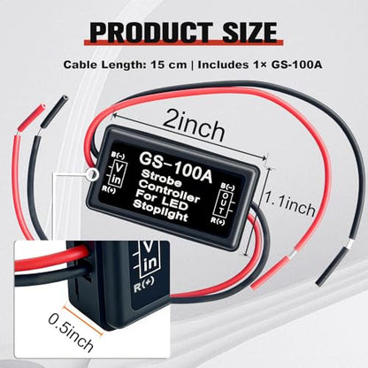 Podoy GS-100A Flash Strobe Controller Flasher Module for LED Brake Tail Stop Light 12V-24V