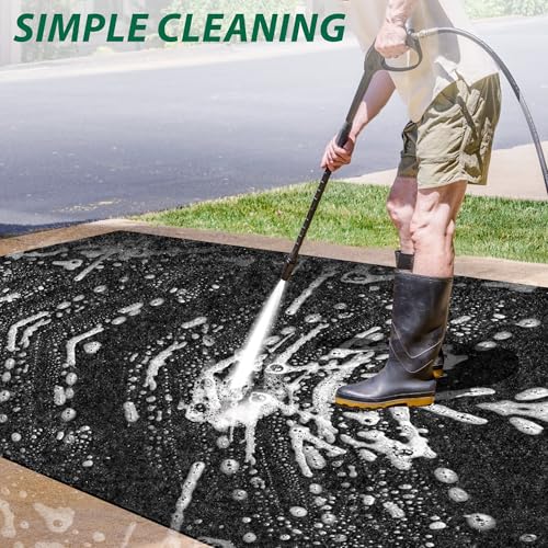 10L0L Golf Cart Premium Garage Floor Mat-Waterproof Anti-Slip Thickened Mat for Golf Cart Motorcycle Mower ATV UTV Parking Mat-106in x 59in - color: Black