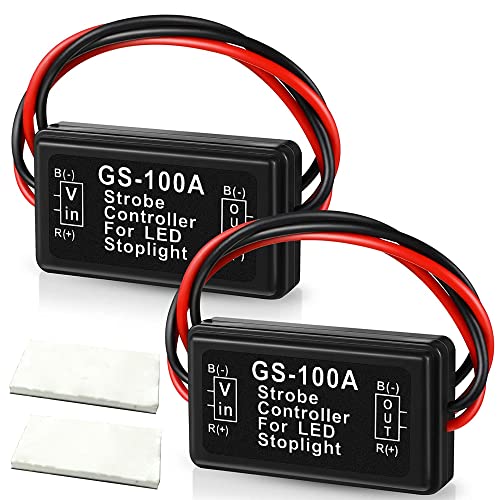 Brake Light Flash Strobe Controller Flasher Module Auto Car LED Flash Module for Motorcycles Cars Trucks Brake Lights Tail Stop Lights GS-100A 12-24V (Pack of 2) - color: GS-100A, size: 2PCS