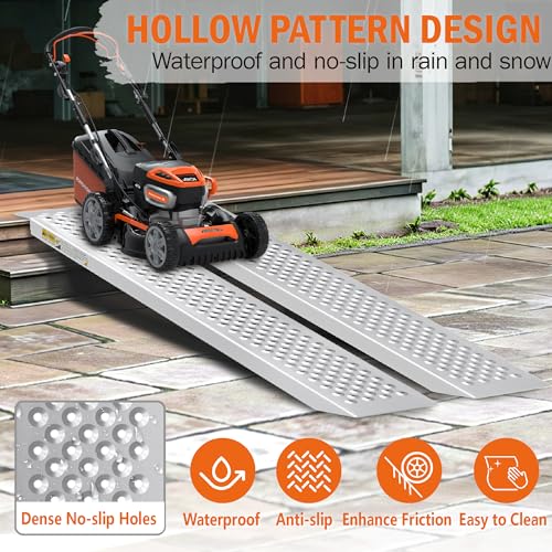 Aluminum Shed Ramp 2PCS, 880 LBS Capacity 59.8" x 8.5" Loading Ramps, Lightweight Sturdy Anti-Slip Ramps with Punch Plate Surface for Lawn Mower, Bike, Hand Truck, Motorcycle - size: 880 lbs - 59.8" L