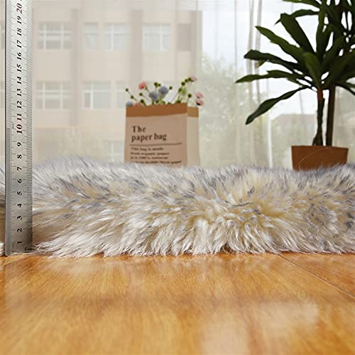 Real Genuine Sheepskin Rug Natural Fur Rug Sheep Skin Rugs Grey Full Sheepskin Rugs Authentic Sheep Skin Throw Lambskin Seat Covers for Chairs Wool Seat Pad Cushion (2.3X3.28 ft) - color: Blue-tipped