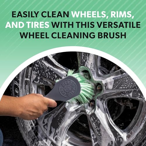 Chemical Guys Wheelie All Exterior Surface and Wheel Brush, Wheel Cleaner Brush with Soft Bristles, Safe Cleaning of Rims, Tires, and Exterior Surfaces on Cars, Trucks, Motorcycles, RVs, & More, Green - size: (Pack of 1), style: Wheelie
