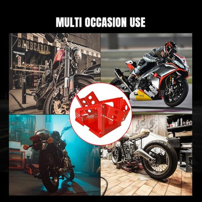 Big RED Motorcycle Wheel Chock, 1800 lbs Capacity Wheel Cradle Holder with 12 Adjustable Holes, for 16"-21" Motorcycles, Dirt Bike - color: RED wheel chock