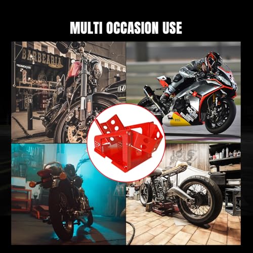 Big RED Motorcycle Wheel Chock, 1800 lbs Capacity Wheel Cradle Holder with 12 Adjustable Holes, for 16"-21" Motorcycles, Dirt Bike - color: RED wheel chock