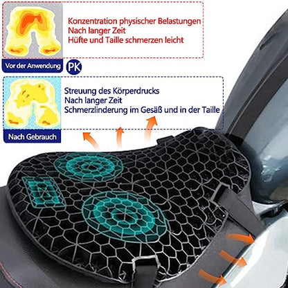 Motorcycle Seat Cushion Detachable Pressure-Relieving Motorcycle Seat Motorcycle Gel Non-Slip Breathable Seat Cushion, Suitable for Long and Short Rides