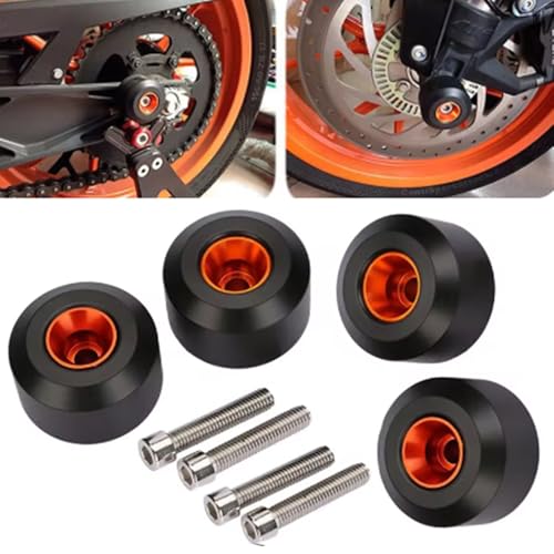 Duke 125 390 2012-2024 Frame Sliders - 4pcs Motorcycle Front Rear Fork Wheel Crash Protector for DUKE 125 390 Duke 200 RC125 RC390 RC250 2012-2019 2020 2021 2022 2023 2024- Black