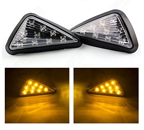Triangle Flush LED Motorcycle Turn Signals Blinkers Indicator Lights 1 Pair (Amber) - color: Amber