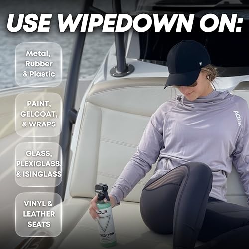 AquaClean WIPEDOWN Ceramic Quick Detailer Spray & Waterless Wash | SiO2 Hydrophobic Coating | Car, Truck, Boat, RV, Motorcycle & Off-Road | UV Protection | Shine & Protect | USA Made | 16oz