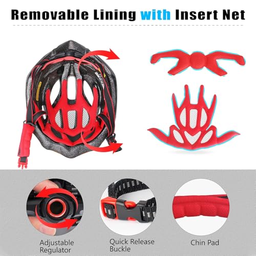 Bike Helmet Men Women, Shinmax Bicycle Helmet with Rear Light and Detachable Visor - color: Black, size: Medium (54-58 cm)