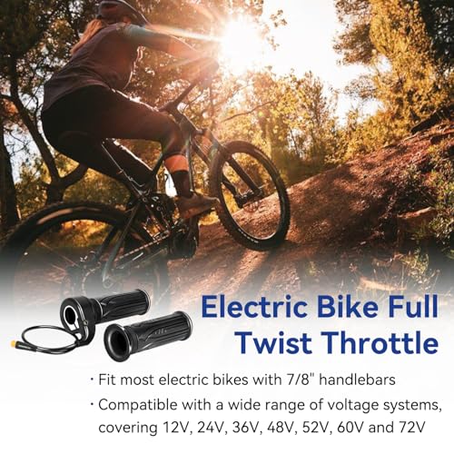 Universal 3 Pin Ebike Throttle Full Twist Compatible with Electric Bike Scooter Bicycle Motorcycle 12V 36V 48V 72V, 20X E Bike Throttle Grip Kit Replacement for Folding Mountain Bike Male