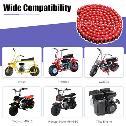 Red 35 Chain Compatible with Mini Bike Coleman CT100U CC100X Baja DB30 Motovox MBX10 MBX11 Predator 79cc 97cc 100cc Mega Moto MM-B80 105cc Powersports Parts 140 Link 35 Chain Breaker - color: Red