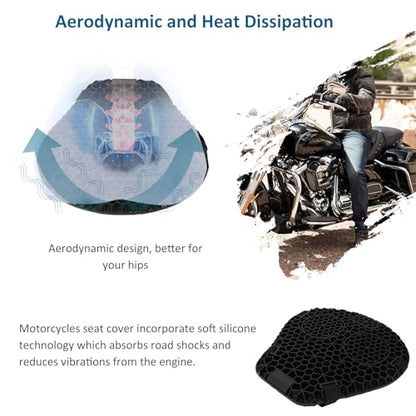 SUNPIE Motorcycle Seat Cushion Universal 3D Gel Honeycomb Motorcycle Seat Cover Breathable and Comfortable Large Seat Cushion Pad