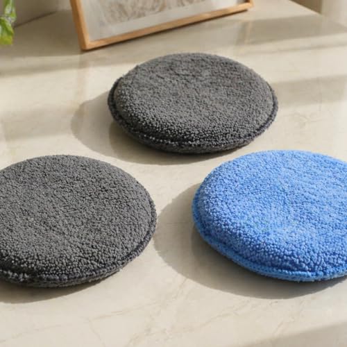 4 Pcs Wax Applicator Pads, 5 Inch Microfiber Applicator Pads Detailing Soft and Reusable Buffing Pad Foam Applicators Pad for Car Polishing and Cleaning Blue and Gray